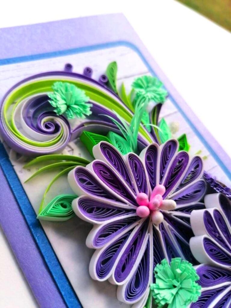 Quilling Card Purple Flowers Papermagicbyjr